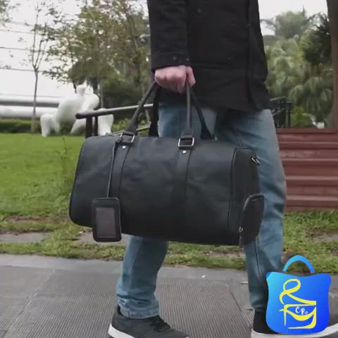 boston leather travel bag, duffel bag for men,  gym or weekender bag for men