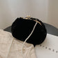 Black Faux Fur Purse With Pearl Strap On Sale