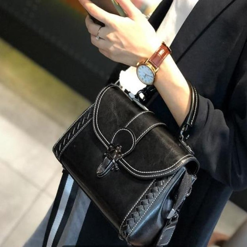 black leather handbag for women on sale