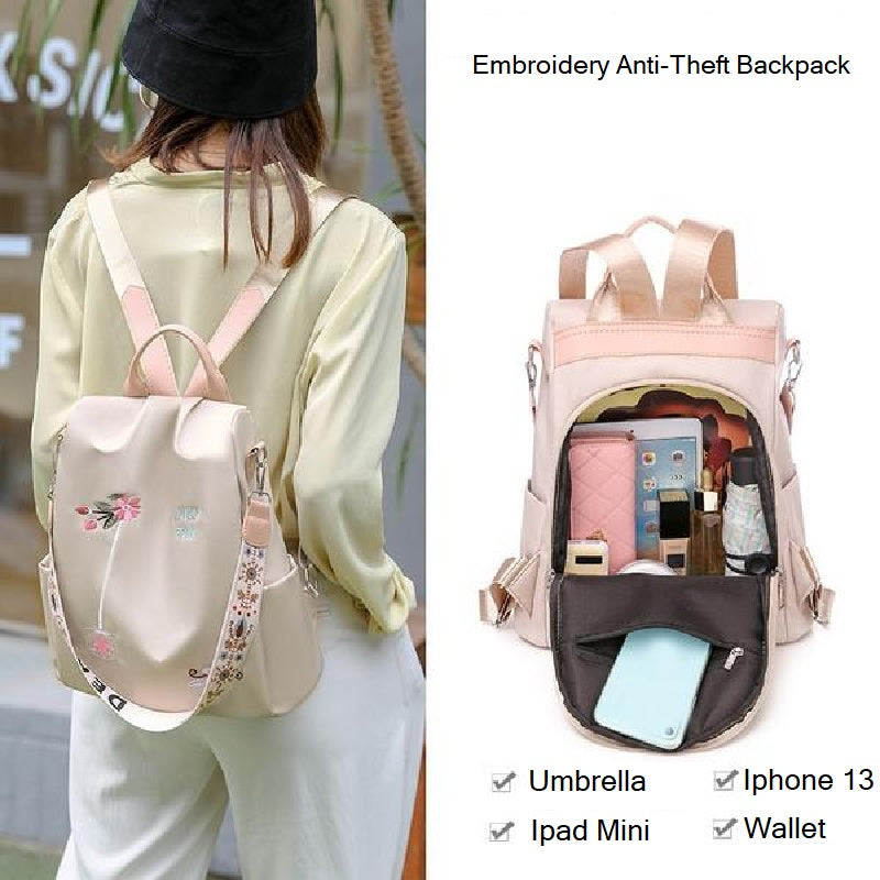 embroidered backpack for women on sale