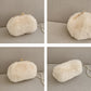 White Faux Fur Purse With Pearl Strap On Sale