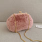 Pink Faux Fur Purse With Chain Strap On Sale