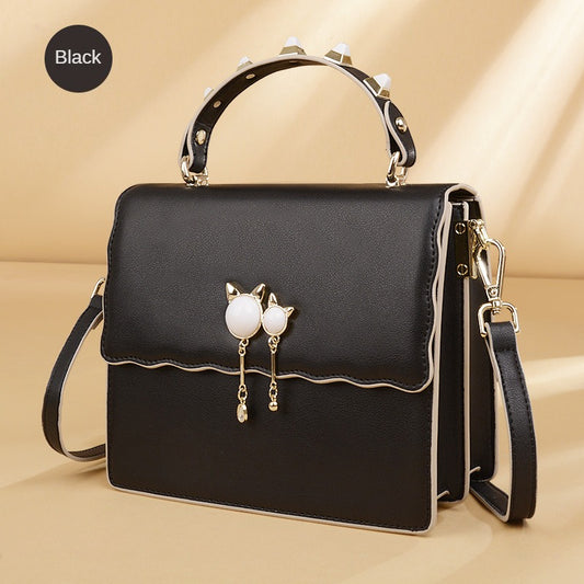black cat ornament handbag