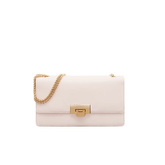 beige chain shoulder boxy handbag