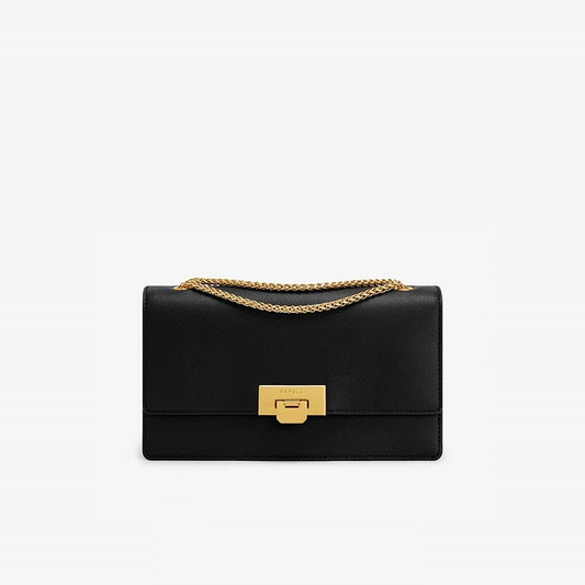 black chain shoulder boxy handbag