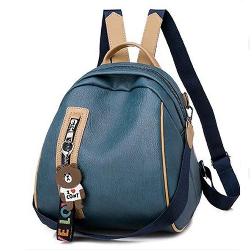 blue pu leather backpack bag for women on sale